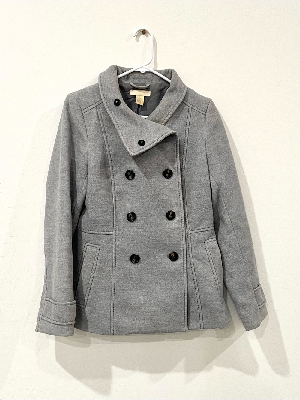 H&M Gray Double-Breasted Pea Coat